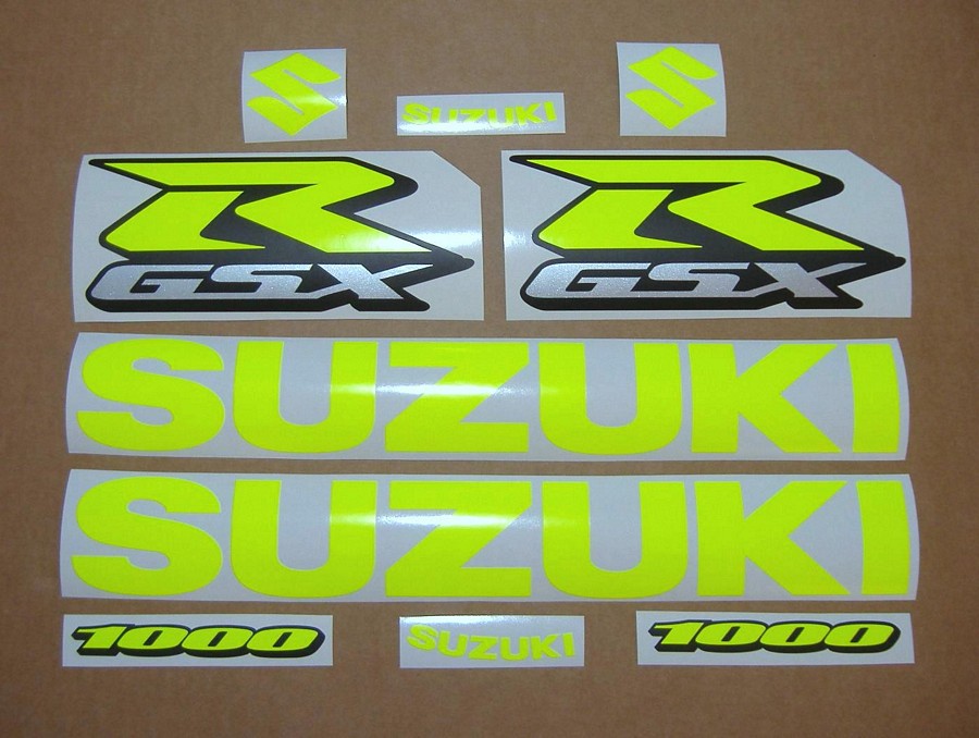 Suzuki GSX-R 1000 custom neon yellow complete sticker kit