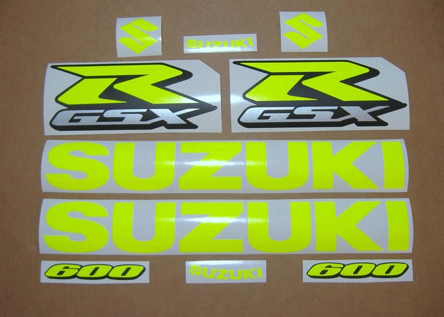 Suzuki GSX-R 600 custom signal yellow logo decals set