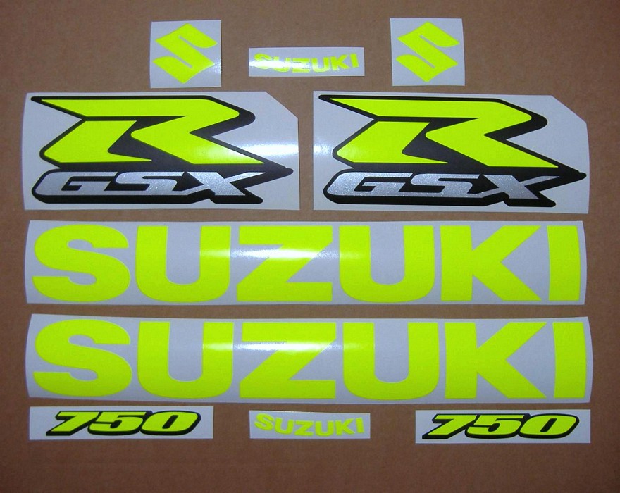 Suzuki GSX-R 750 custom neon fluo yellow decals