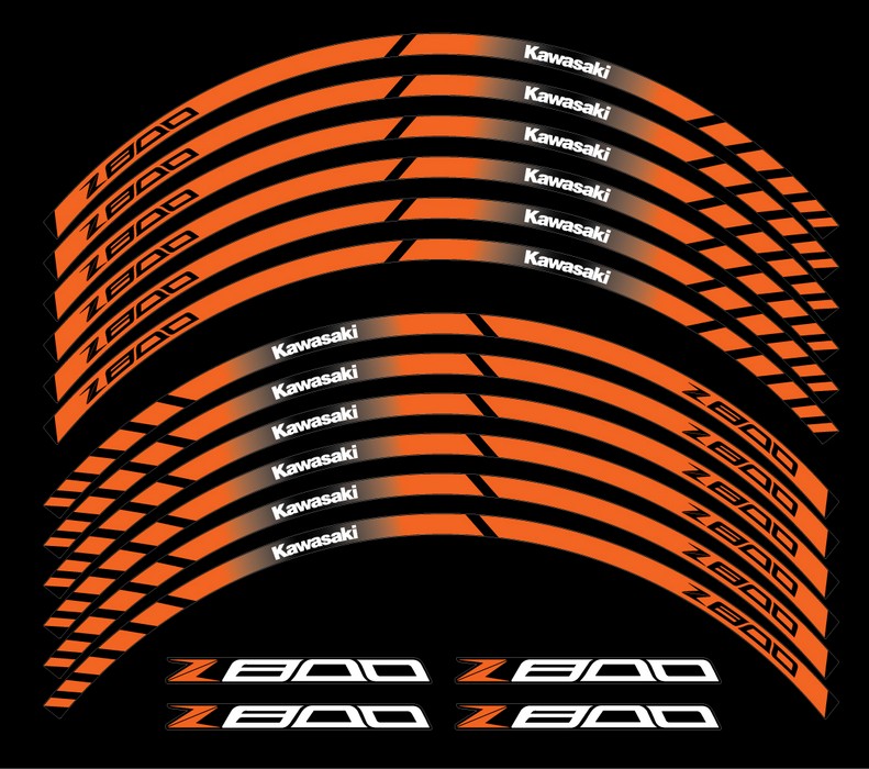 Kawasaki Z800 orange wheel stripes stickers