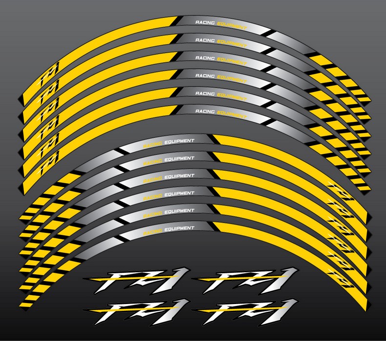 Yamaha Fazer yellow wheel rim stripes set