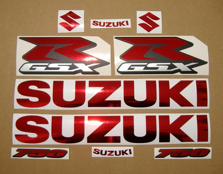 Suzuki GSXR 750 chrome burgundy decals set