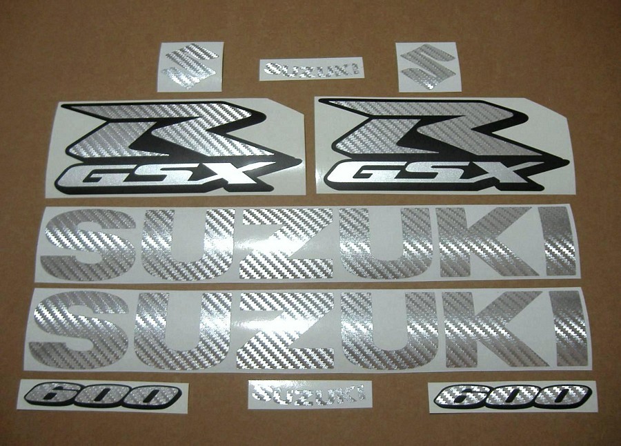 Suzuki GSXR 600 silver carbon customized adhesives
