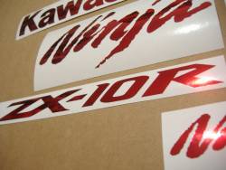 Kawasaki ZX10R chrome burgundy logos decals