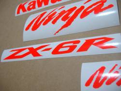 Kawasaki ZX6R chrome fluorescent logos decals