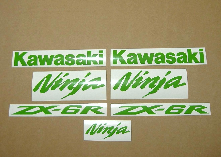 Kawasaki ZX6R custom lime green decal set