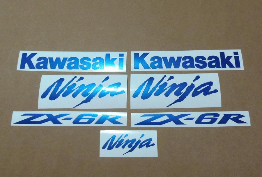 Kawasaki ZX6R Ninja metallic blue custom stickers