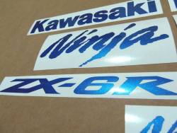 Kawasaki ZX6R metallic blue customized logo decals