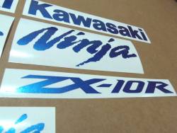 Kawasaki ZX10R metallic blue customized logo decals