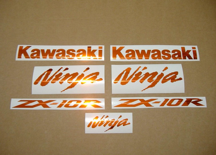 Kawasaki ZX10R 1000 chrome orange decals set