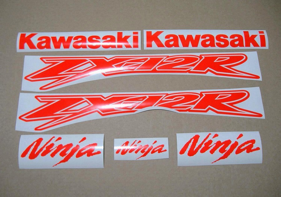 Kawasaki ZX-12R Ninja fluo neon red/orange stickers
