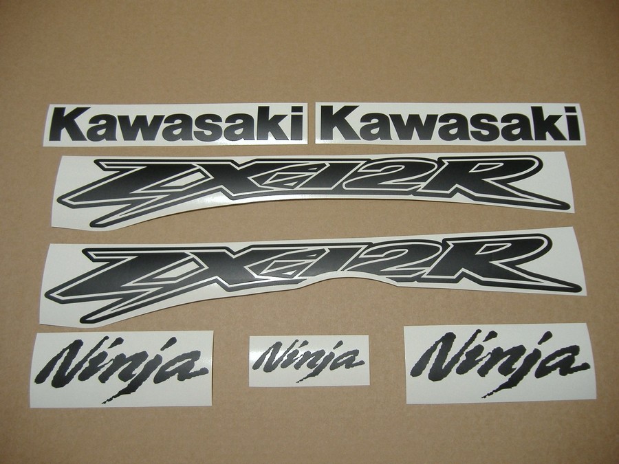 Kawasaki ZX-12R Ninja matte black decals kit