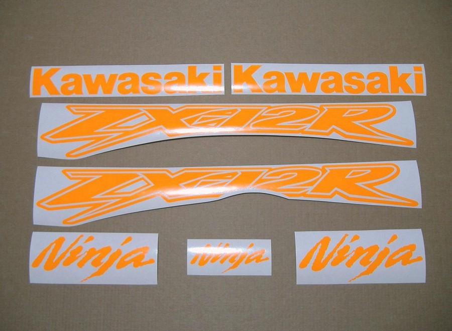 Kawasaki ZX-12R Ninja fluorescent orange decals set