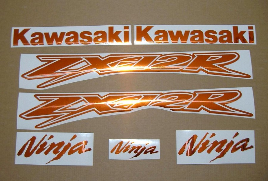 Kawasaki ZX-12R Ninja mirrored chrome orange decals