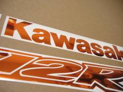 Kawasaki ZX-12R Ninja custom mirror orange decal set