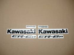 Kawasaki ER6N 650 ex-6 ninja silver emblems logo set