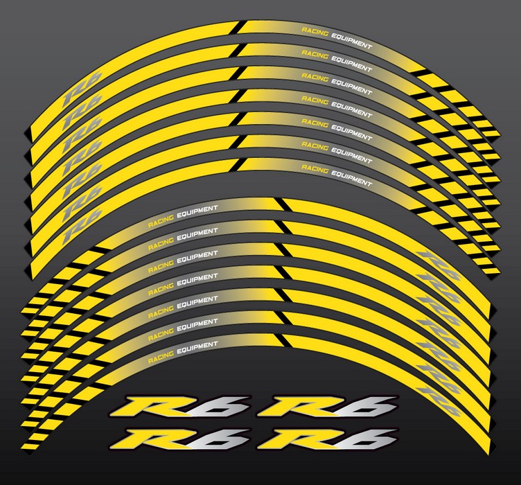Yamaha R6 rim stripes decals in yellow