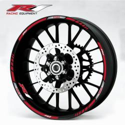 Yamaha R1 wheel stripes decals in red/white