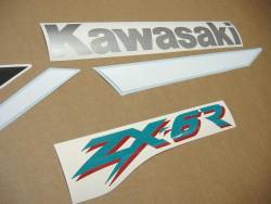 Kawasaki ZX-6R Ninja 2000 J1 silver replica decals kit