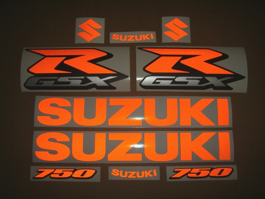 Suzuki GSX-R 750 SRAD light reflective orange sticker set