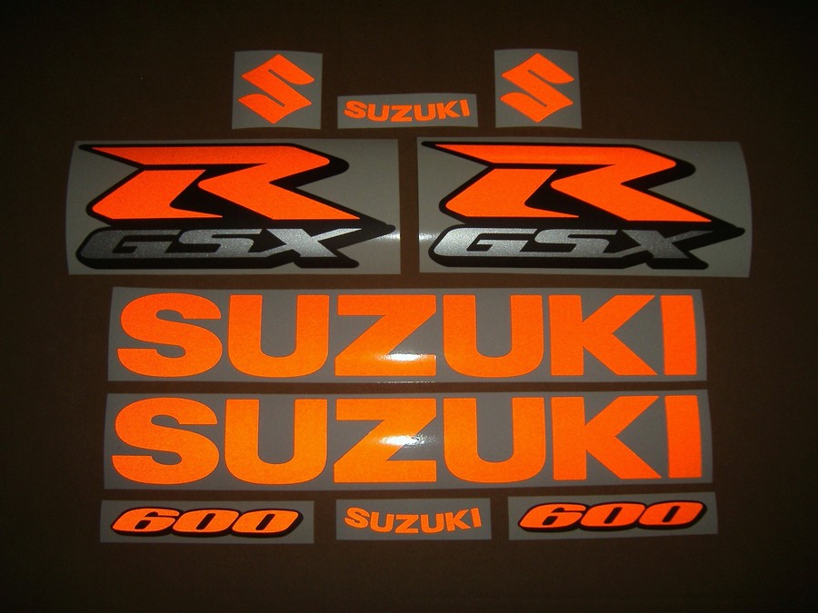 Suzuki GSXR 600 SRAD light reflective orange stickers
