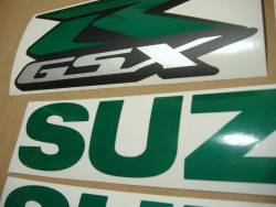 Suzuki GSXR Gixxer 750 custom signal reflective green logo emblems