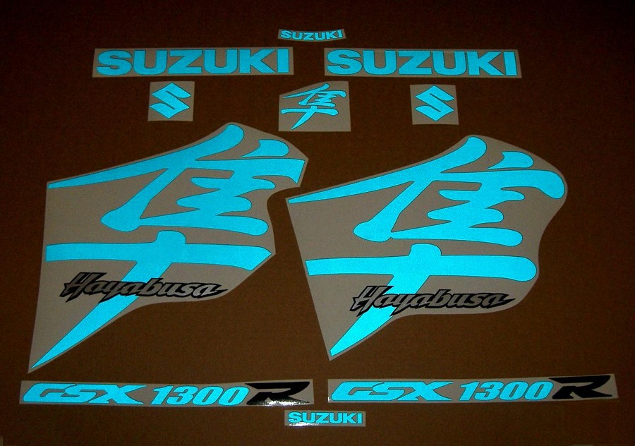 Suzuki Hayabusa first generation signal reflective blue decals