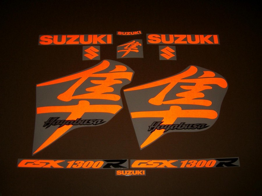 Suzuki Hayabusa k1 light reflective orange kanji decals set