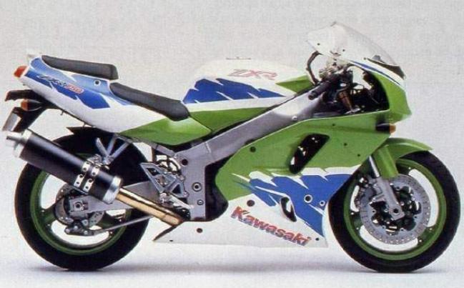 Kawasaki ZXR750R Ninja 1994 green/white/blue reproduction decals