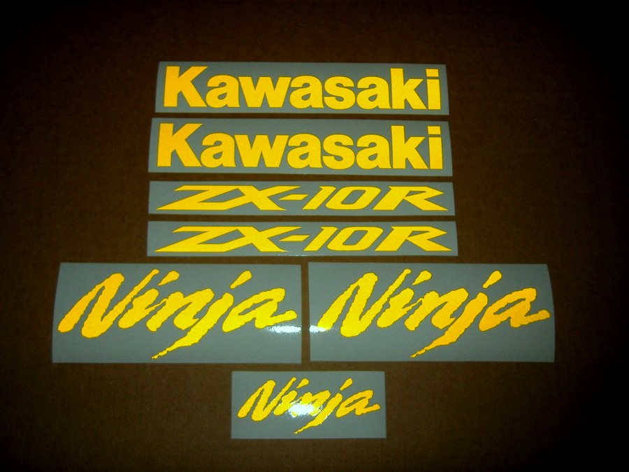Kawasaki Ninja ZX10R custom reflective yellow stickers 