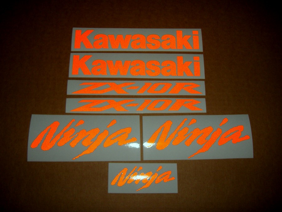 Kawasaki ZX10R Ninja orange light reflective decal set