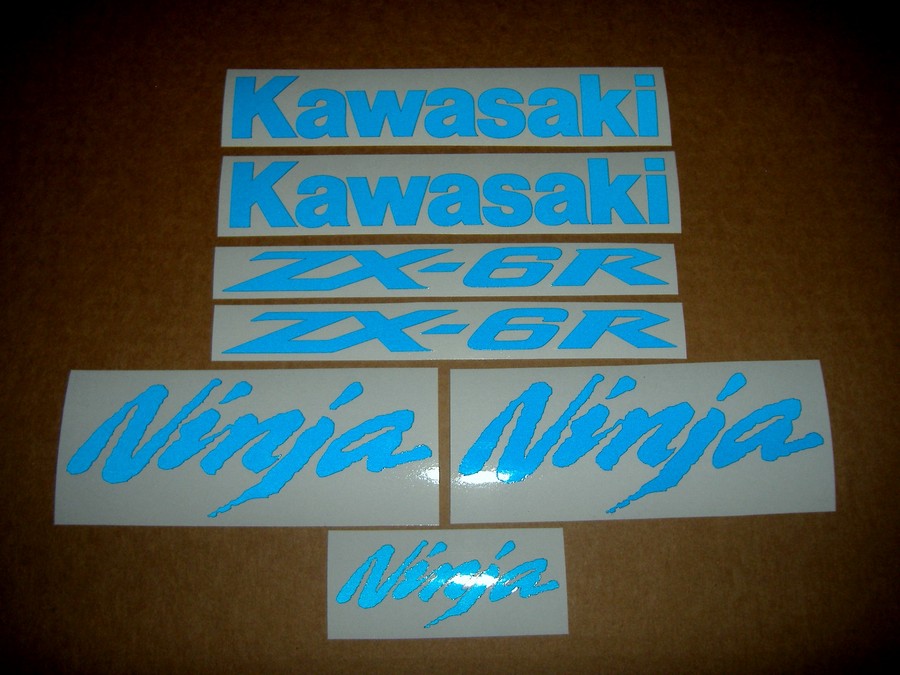 Kawasaki ZX6R Ninja blue light reflective decals set