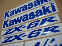 Kawasaki ZX-6R Ninja blue reflective logo emblems set
