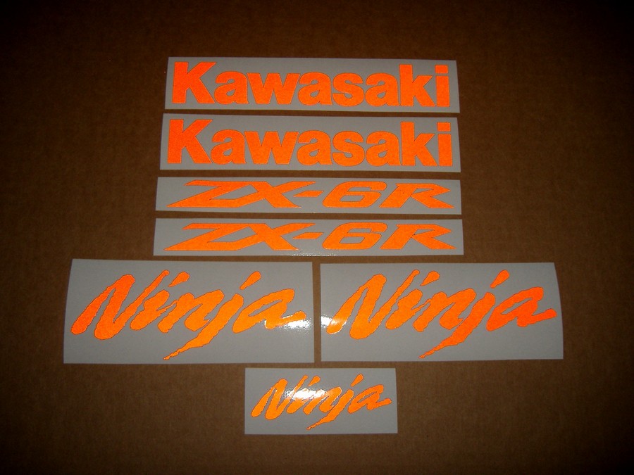 Kawasaki ZX6R Ninja orange light reflective decals kit