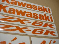 Kawasaki ZX-6R Ninja orange reflective logo emblems set