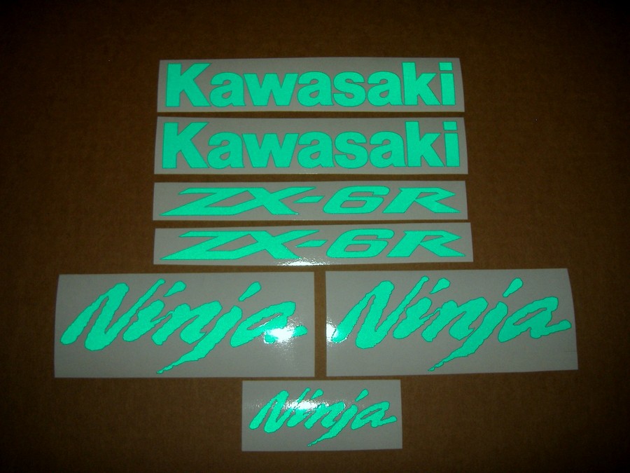 Kawasaki ZX6R Ninja signal light reflective green logo decals