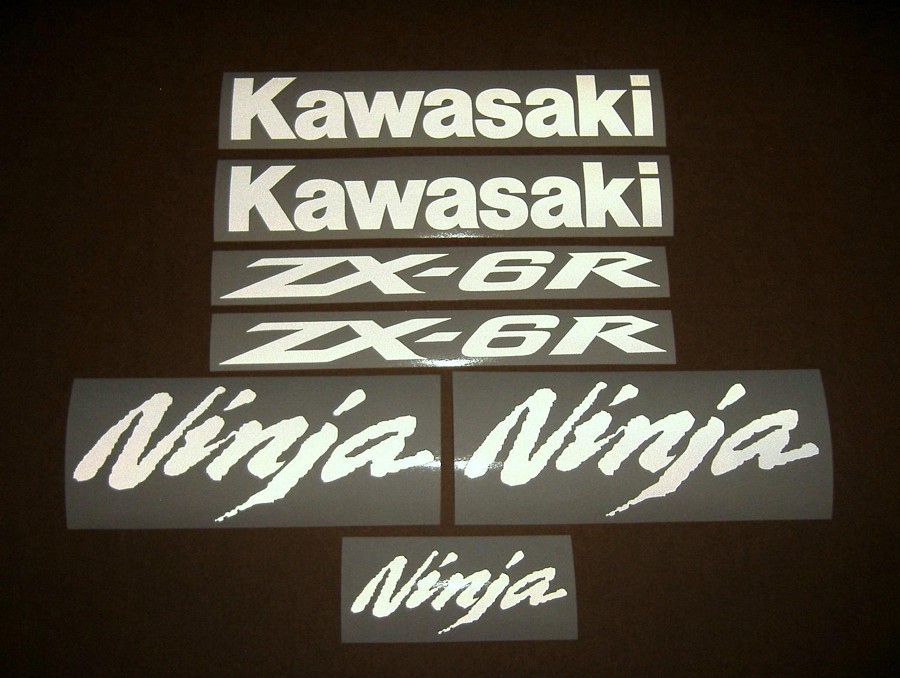 Kawasaki ZX6R Ninja signal light reflective white logo decals