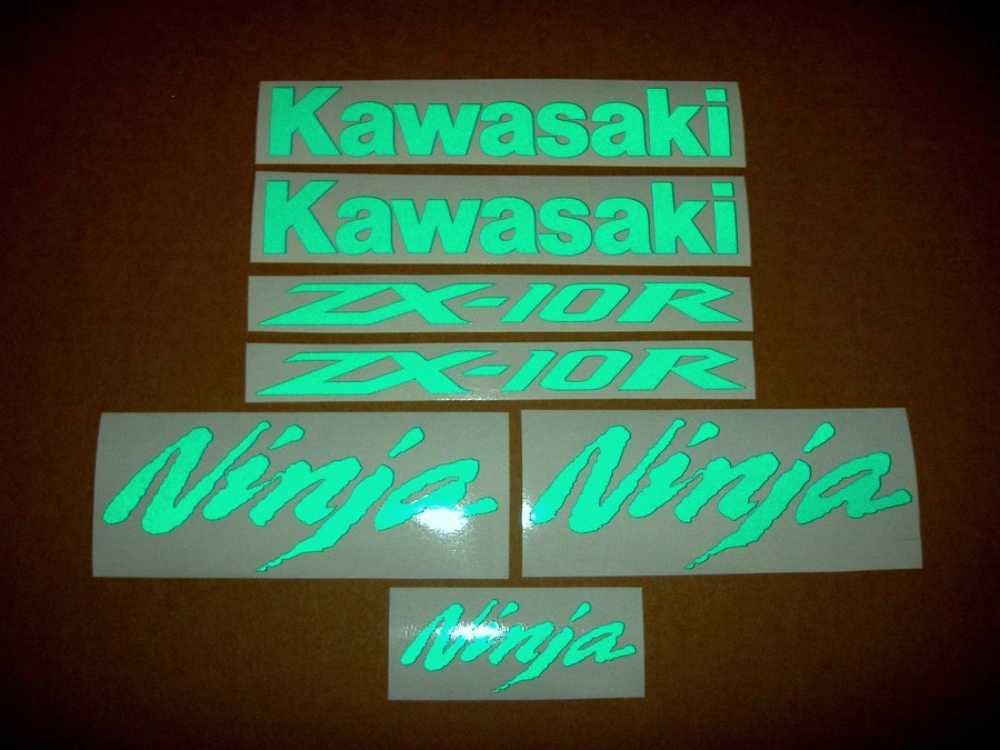 Kawasaki ZX10R Ninja signal light reflective green logo decals