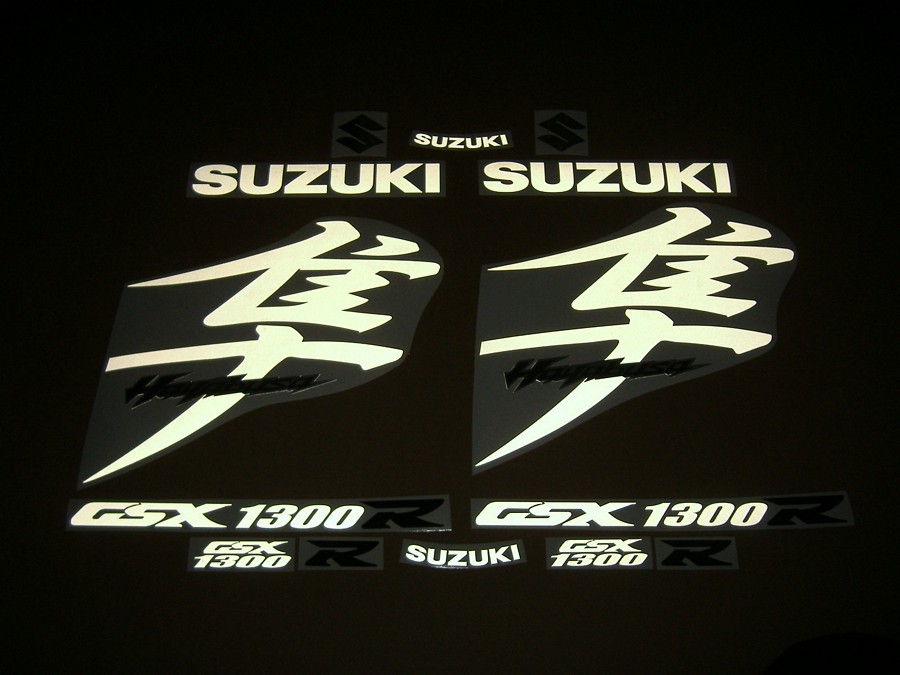 Suzuki Busa 1340 signal reflective white kanji decal set