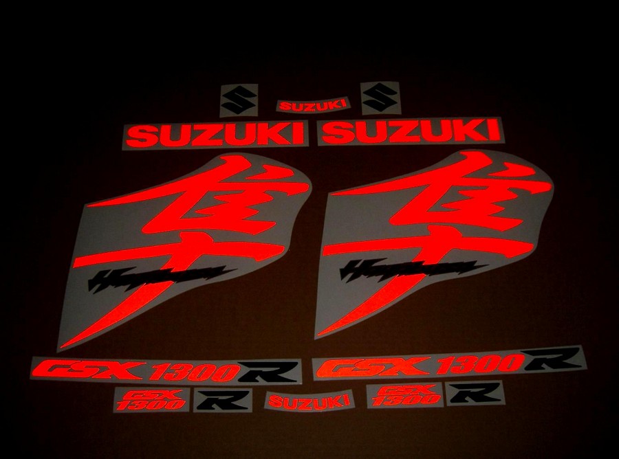 Suzuki Hayabusa mkII signal reflective red kanji decal set