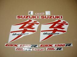 Suzuki Hayabusa mkII signal reflective red kanji sticker set