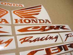 Honda CBR 600/1000 RR chrome orange logo stickers set