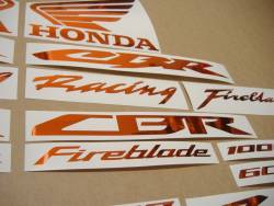 Honda CBR Fireblade chrome orange logo decals emblems