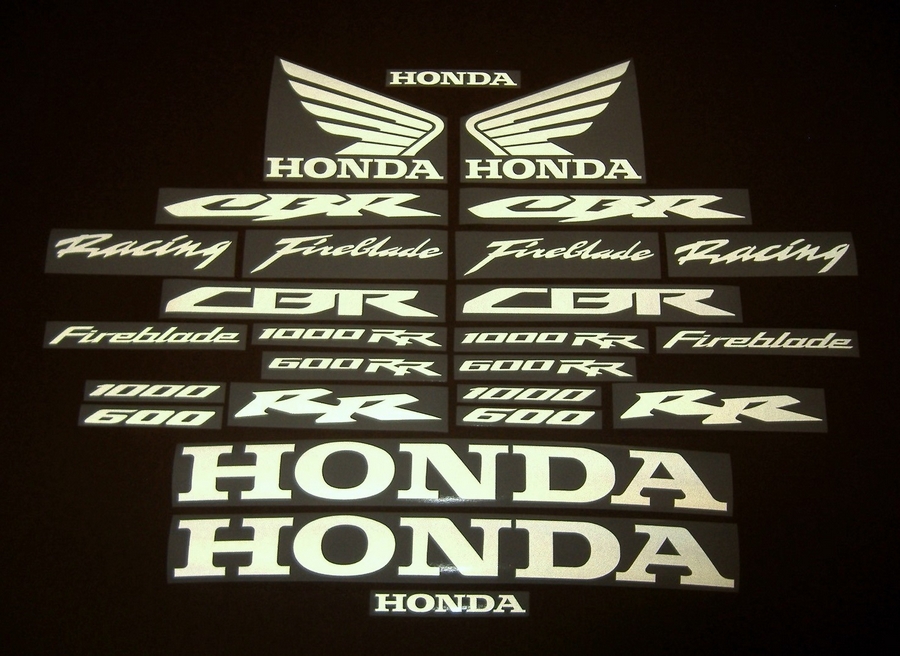 Honda CBR white reflective signal logo decal kit