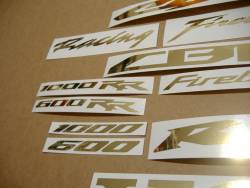 Honda CBR 6001000 RR chrome (mirrored) gold logo emblems set
