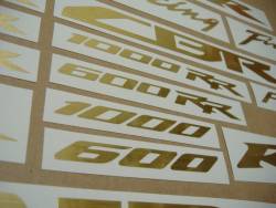 Honda CBR 6001000 RR brushed (scratched) gold logo emblems set
