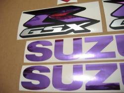 Suzuki GSXR 600 srad chrome mirrored purple stickers logo kit 
