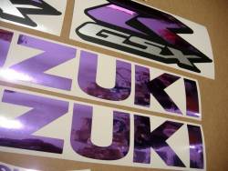 Chrome purple decals for Suzuki GSXR (Gixxer) 750 customized