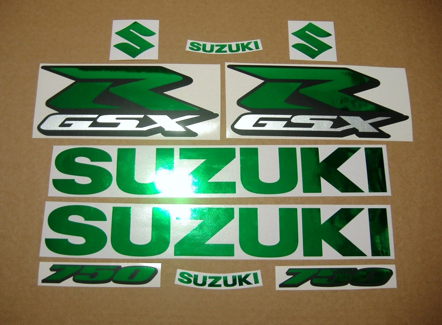 Decals for Suzuki GSXR 750 (Gixxer logo) in chrome mirror green