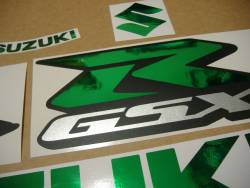 Aftermarket logo emblems for Suzuki Gixxer 750 in chrome green